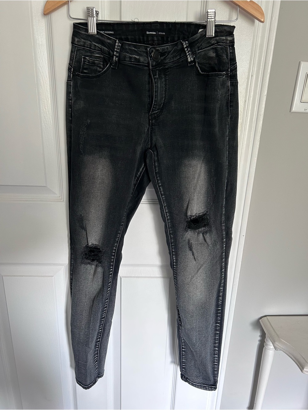 Distressed Bluenotes Low-Rise, Curvy Jegging